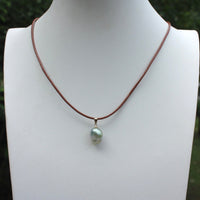 Natural Bicolor Silver Blue and Gold South Sea Baroque Pearl Necklace Pendant, June Birthstone Pendant Necklace