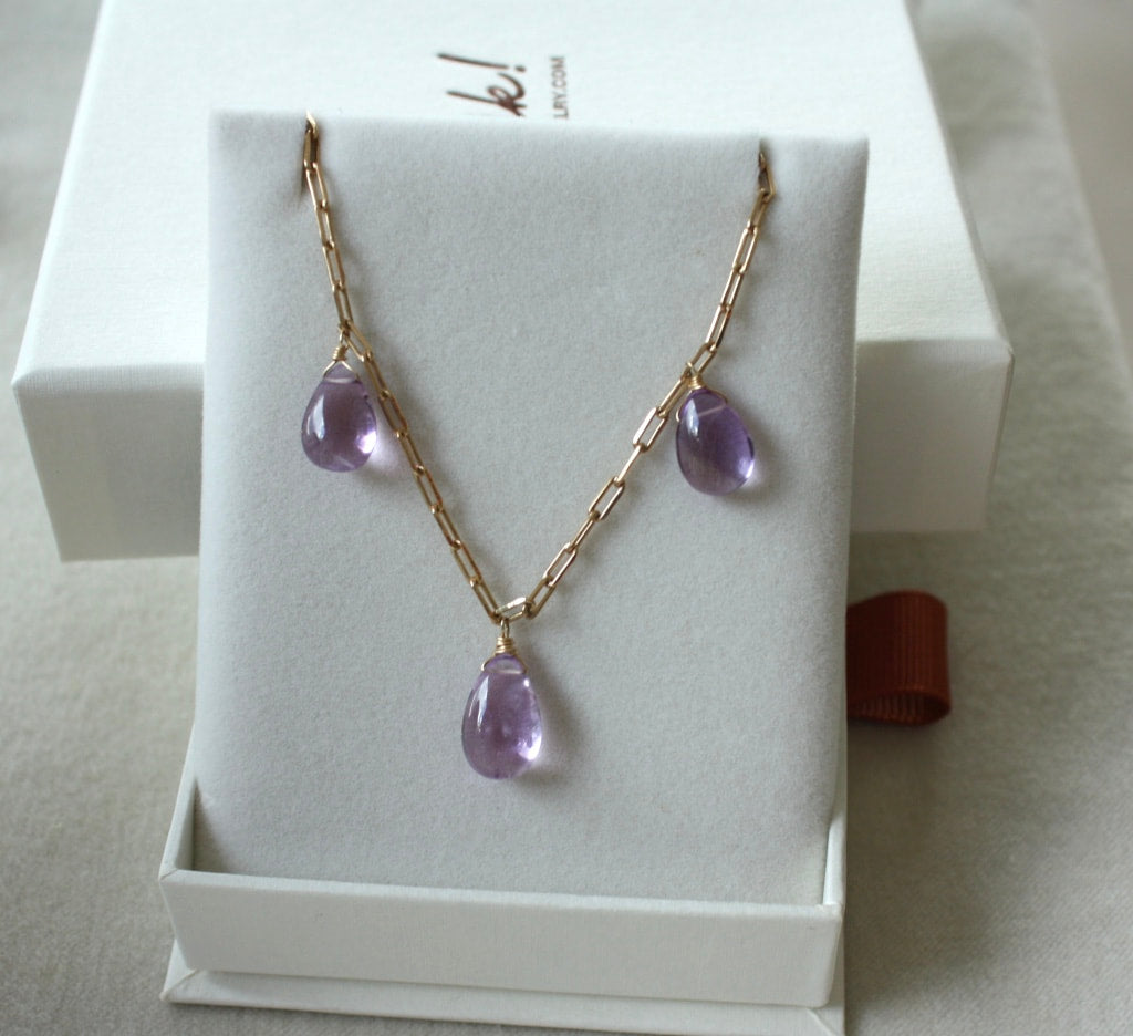 Brazilian Amethyst Necklace, February Birthstone Necklace