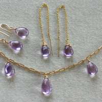 Brazilian Amethyst Threader Earrings, February Birthstone Earrings