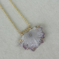 Amethyst Stalactite Slice Pendant Necklace, February Birthstone Pendant Necklace