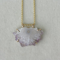 Amethyst Stalactite Slice Pendant Necklace, February Birthstone Pendant Necklace