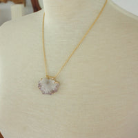 Amethyst Stalactite Slice Pendant Necklace, February Birthstone Pendant Necklace