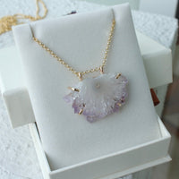 Amethyst Stalactite Slice Pendant Necklace, February Birthstone Pendant Necklace