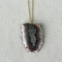 Amethyst Stalactite Slice Pendant Necklace, February Birthstone Pendant Necklace
