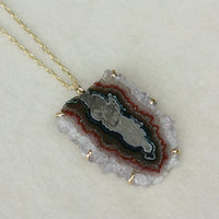 Amethyst Stalactite Slice Pendant Necklace, February Birthstone Pendant Necklace