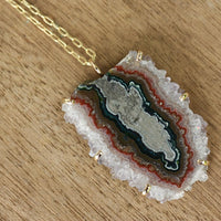 Amethyst Stalactite Slice Pendant Necklace, February Birthstone Pendant Necklace