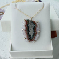 Amethyst Stalactite Slice Pendant Necklace, February Birthstone Pendant Necklace