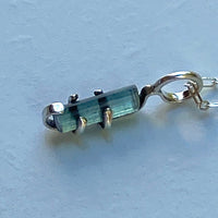 Raw Indicolite Blue Tourmaline Pendant Necklace, October Birthstone Pendant Necklace