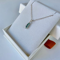 Raw Indicolite Blue Tourmaline Pendant Necklace, October Birthstone Pendant Necklace