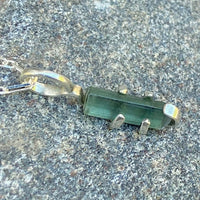 Raw Indicolite Blue Tourmaline Pendant Necklace, October Birthstone Pendant Necklace