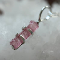 Raw Soft Pink Tourmaline Pendant Necklace, October Birthstone Pendant Necklace