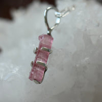 Raw Soft Pink Tourmaline Pendant Necklace, October Birthstone Pendant Necklace