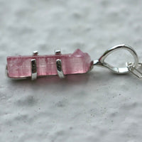 Raw Soft Pink Tourmaline Pendant Necklace, October Birthstone Pendant Necklace