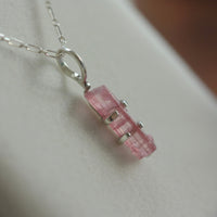 Raw Soft Pink Tourmaline Pendant Necklace, October Birthstone Pendant Necklace