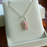 Raw Soft Pink Tourmaline Pendant Necklace, October Birthstone Pendant Necklace