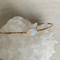 Delicate Rainbow Moonstone Bangle Bracelet