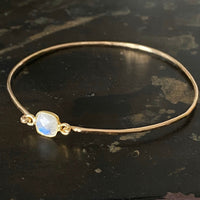 Delicate Rainbow Moonstone Bangle Bracelet