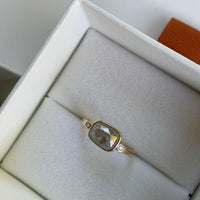 Grey Diamond Ring, Salt and Pepper Diamond Ring, April Birthstone Ring, 18k Gold