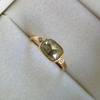 Grey Diamond Ring, Salt and Pepper Diamond Ring, April Birthstone Ring, 18k Gold