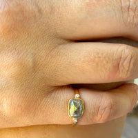 Grey Diamond Ring, Salt and Pepper Diamond Ring, April Birthstone Ring, 18k Gold