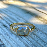 Grey Diamond Ring, Salt and Pepper Diamond Ring, April Birthstone Ring, 18k Gold