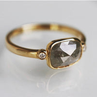 Grey Diamond Ring, Salt and Pepper Diamond Ring, April Birthstone Ring, 18k Gold