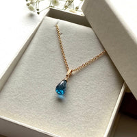 London Blue Topaz Pendant Necklace,November Birthstone Necklace