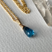 London Blue Topaz Pendant Necklace,November Birthstone Necklace