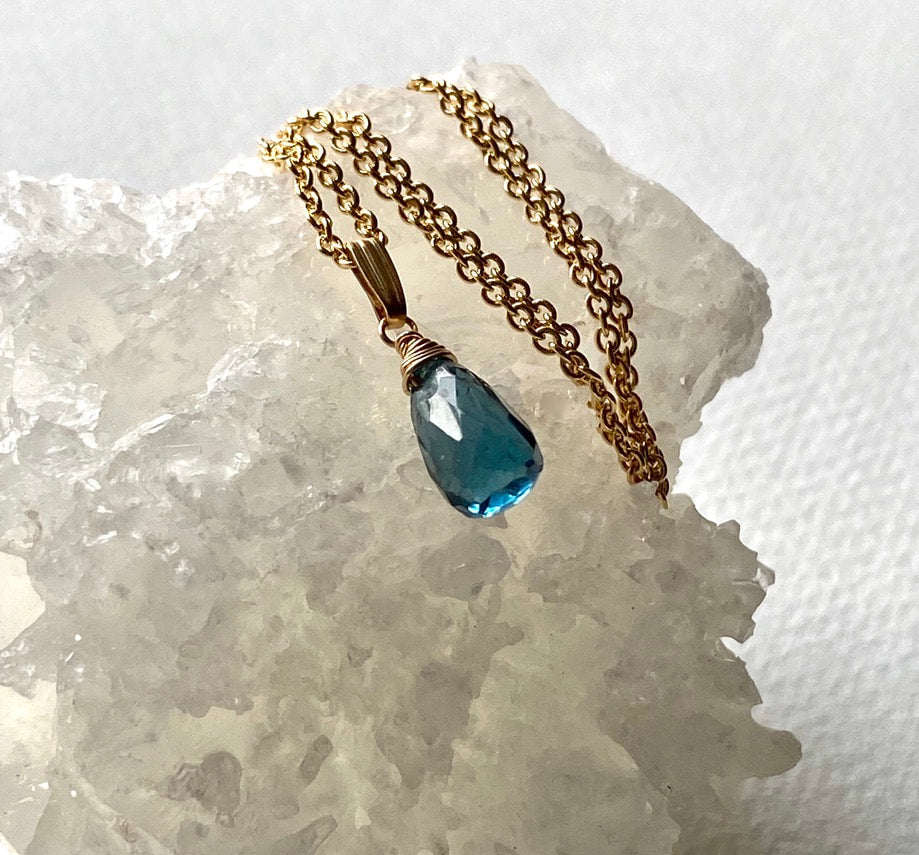 London Blue Topaz Pendant Necklace,November Birthstone Necklace