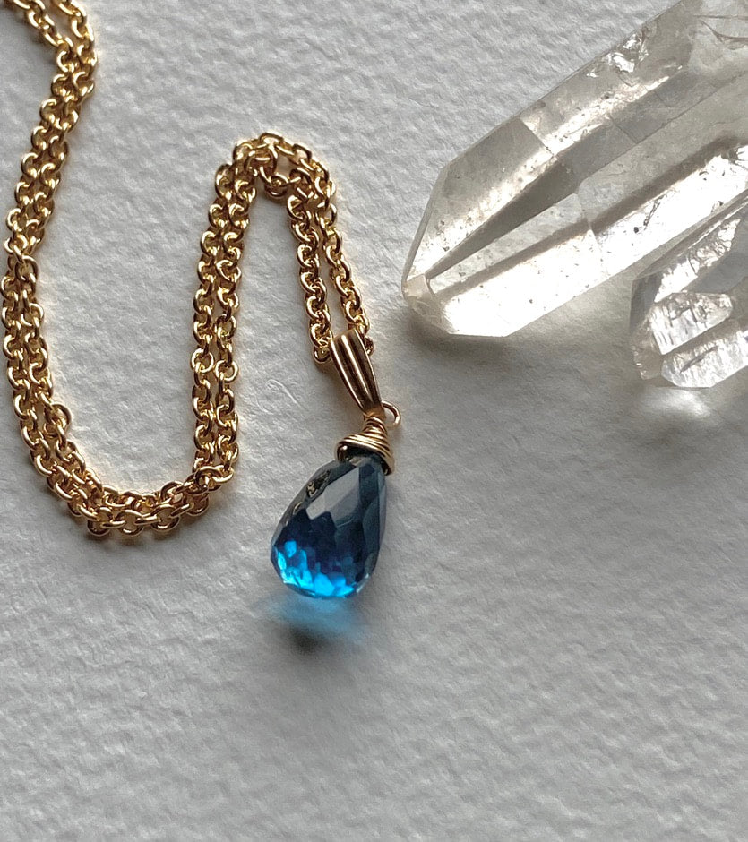 London Blue Topaz Pendant Necklace,November Birthstone Necklace