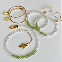 Peridot and Quartz Crystal Bracelet, August Birthstone Bracelet