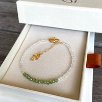 Peridot and Quartz Crystal Bracelet, August Birthstone Bracelet