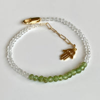 Peridot and Quartz Crystal Bracelet, August Birthstone Bracelet