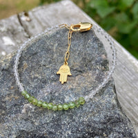 Peridot and Quartz Crystal Bracelet, August Birthstone Bracelet