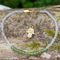 Peridot and Quartz Crystal Bracelet, August Birthstone Bracelet