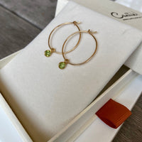 Peridot Hoop Earrings, August Birthstone Earrings