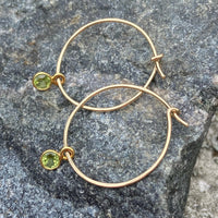 Peridot Hoop Earrings, August Birthstone Earrings