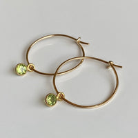 Peridot Hoop Earrings, August Birthstone Earrings