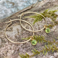 Peridot Hoop Earrings, August Birthstone Earrings