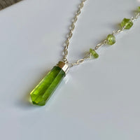 Peridot Crystal Point Necklace, August Birthstone Necklace