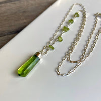 Peridot Crystal Point Necklace, August Birthstone Necklace