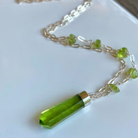 Peridot Crystal Point Necklace, August Birthstone Necklace