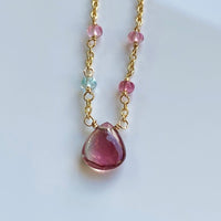 Watermelon Tourmaline Necklace, October Birthstone Necklace