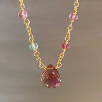 Watermelon Tourmaline Necklace, October Birthstone Necklace