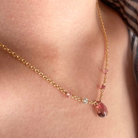 Watermelon Tourmaline Necklace, October Birthstone Necklace