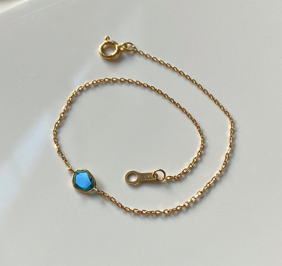 18k Gold Blue Diamond Slice Chain Bracelet
