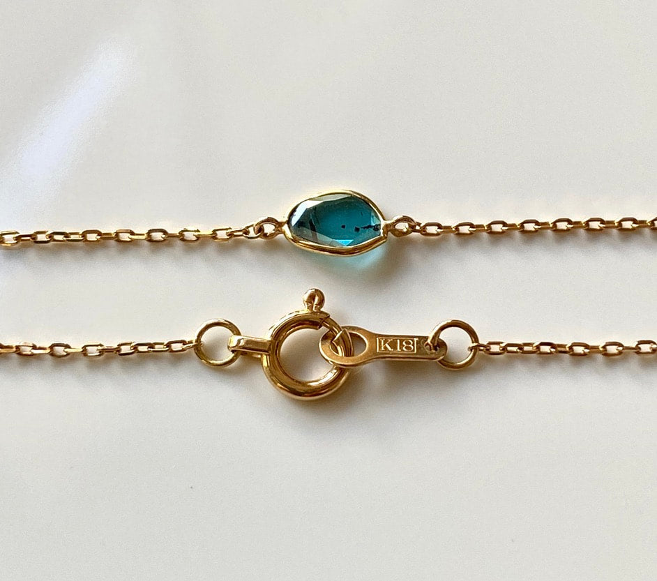 18k Gold Blue Diamond Slice Chain Bracelet