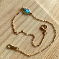 18k Gold Blue Diamond Slice Chain Bracelet