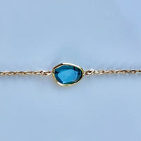 18k Gold Blue Diamond Slice Chain Bracelet