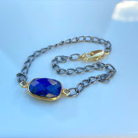 Lapis Lazuli Mixed Metals Bracelet, December Birthstone Bracelet